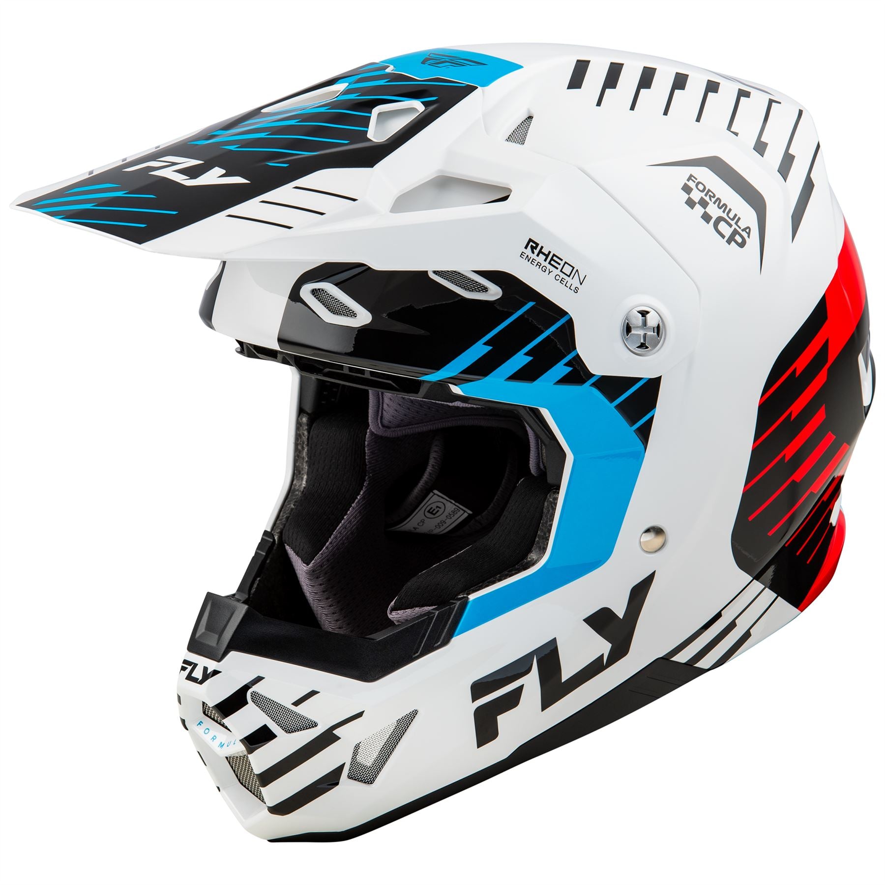 Fly Racing 2025 Formula CP Slice Motocross Helmet White Red Cyan
